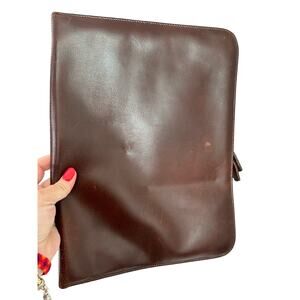 Wilsons Leather Zip Folio Brown Notebook Document Holder Case Business Office
